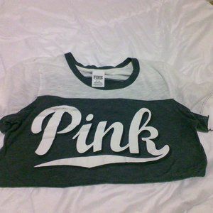 Victoria's Secret PINK Gray and White Ringer Tee